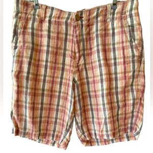 🔥🧡Tommy Bahama size 32 linen shorts in orange/red/black stripe. NICE!